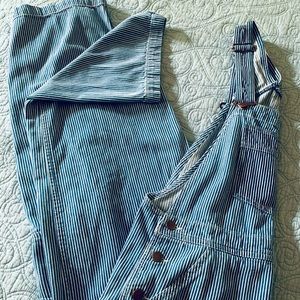 Wrangler pinstripe overalls, size M